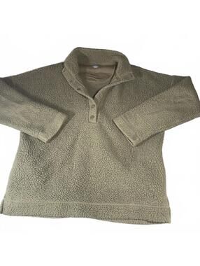 Aerie Tan Sherpa Pullover Snap Button Sweatshirt Small